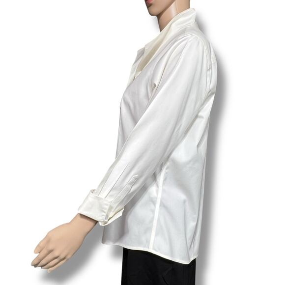 Coldwater Creek Womens Blouse Shirt Top Button Down Collared Off White Medium - Picture 5 of 12